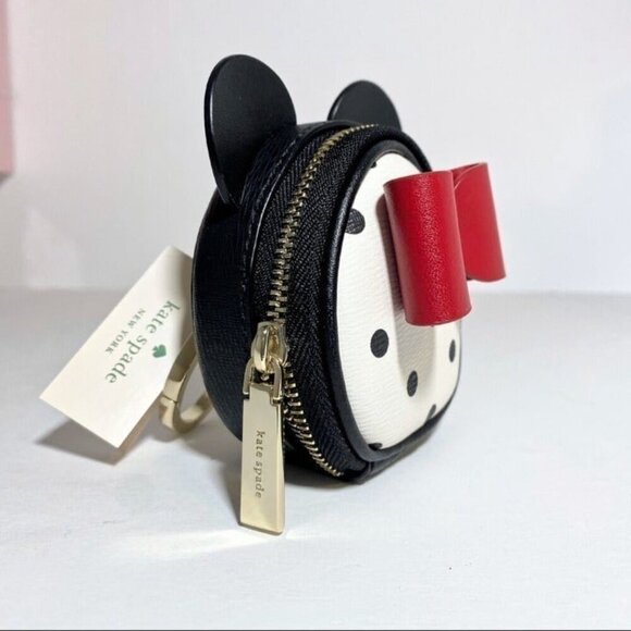 Kate Spade Disney Minnie Mouse Keychain Coin Pouch Purse Bag Backpack Charm NWT - Picture 6 of 8